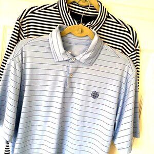 Lot‎ of 2 Golf Polo Shirt Men's L FG Tech Striped USA Performance Mariner Sands